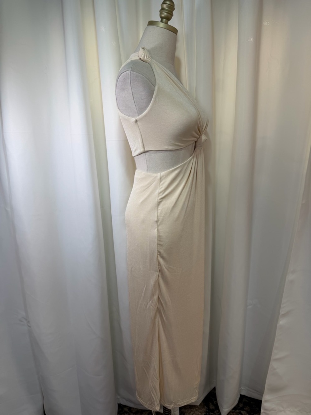 NWT MISHA ‘Arden’ Knotted One-Shoulder Midi Dress in “Pearl” / Cream Size 4 - Picture 15 of 16